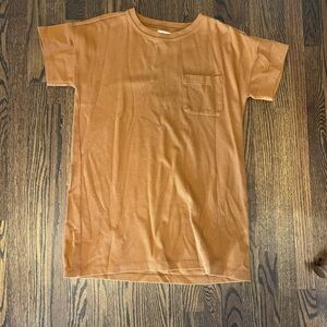 Orange Ribbed T-Shirt dress with Pocket